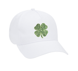 "St Patrick's Day" Four Leaf Clover GREEN GLITTER Cotton Low Profile Style Baseball Cap - BNVEED STYLE