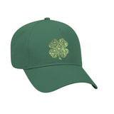 "St Patrick's Day" Four Leaf Clover GLITTER Cotton Low Profile Style Baseball Cap - BNVEED STYLE