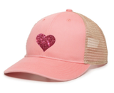 "I HEART" Blush Glitter Low Mid Profile Pink Mesh Women's Cap - BNVEED STYLE